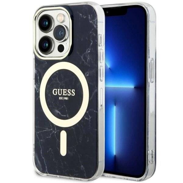 Guess GUHMP14LPCUMAK iPhone 14 Pro 6.1" schwarz/schwarz Hardcase Marble MagSafe