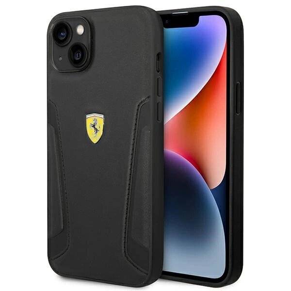 Ferrari FEHCP14MRBUK iPhone 14 Plus 6,7″ schwarz/schwarz Hartschalenetui Seiten Lederprägung