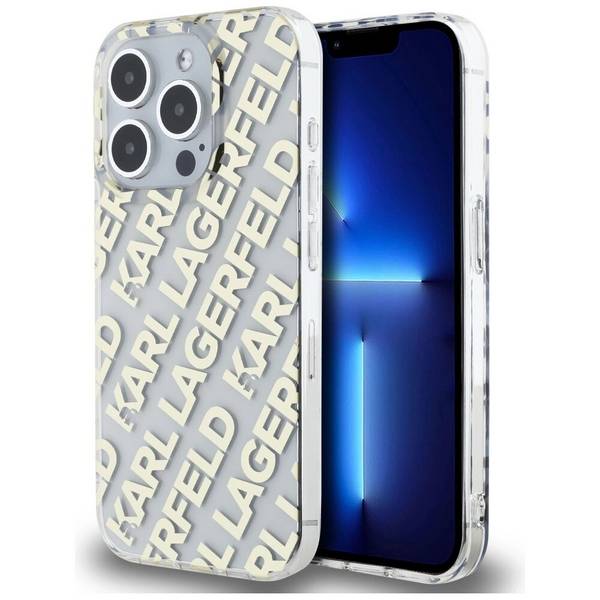 Karl Lagerfeld IML Fullover Logo Hülle iPhone 15 Pro – Gold