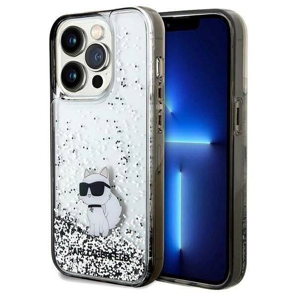 Karl Lagerfeld Liquid Glitter Choupette Hülle iPhone 14 Pro – transparent