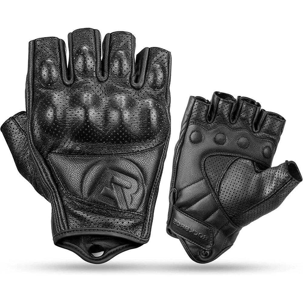 Rockbros 16220006002 M Leder-Motorradhandschuhe – Schwarz-0