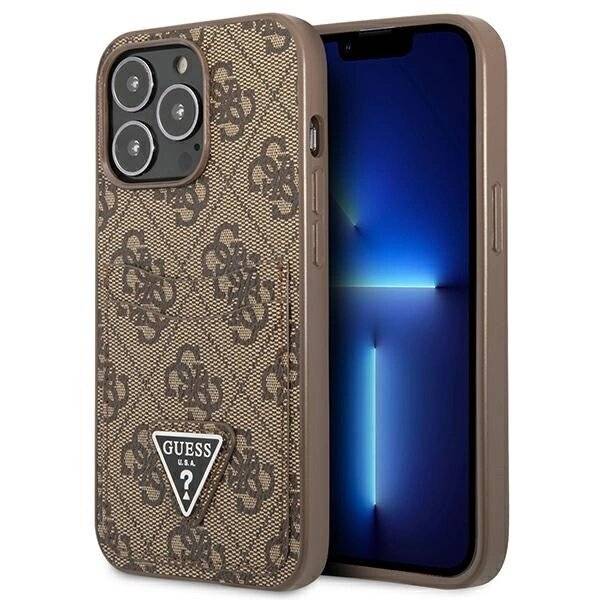 Guess 4G Triangle Logo Cardslot Hülle iPhone 13 Pro / – Braun-0