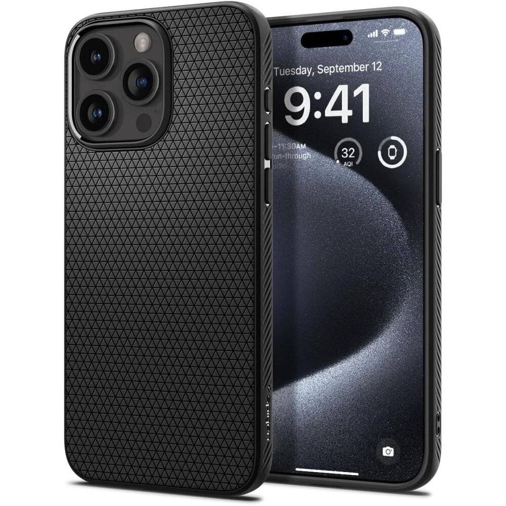 Spigen Liquid Air Hülle iPhone 15 Pro – Mattschwarz-0
