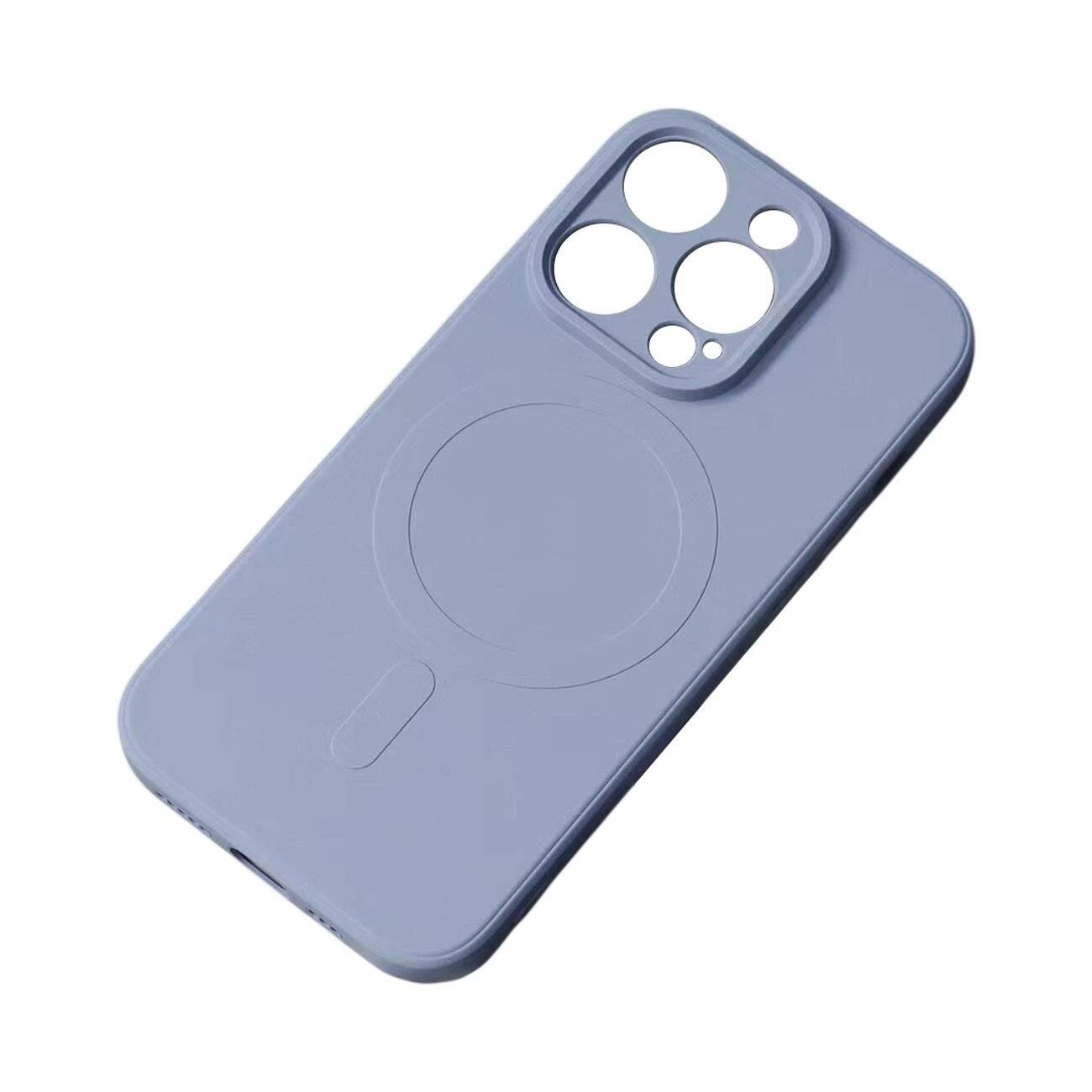 MagSafe-kompatible Silikonhülle iPhone 15 Plus – Grau-0