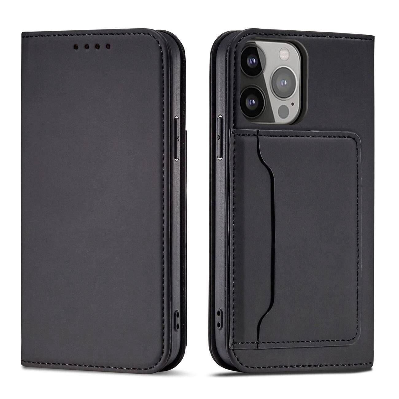 Magnet Card Case Hülle iPhone 14 Pro Max Flip Cover Wallet Stand schwarz-0
