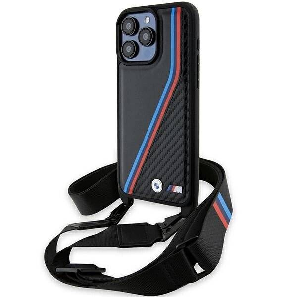 BMW M Edition Carbon Tricolor Lines & Strap Hülle iPhone 15 Pro Max – Schwarz-0