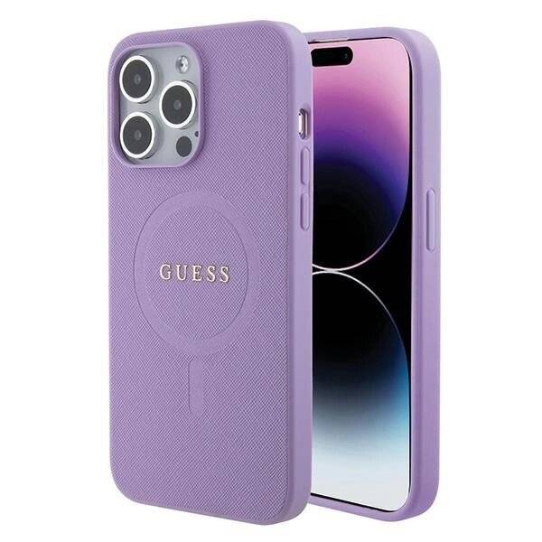 Guess Saffiano MagSafe Hülle iPhone 15 Pro – Lila-0