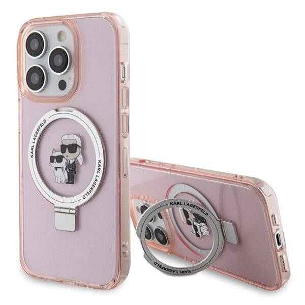 Karl Lagerfeld KLHMP15XHMRSKCP iPhone 15 Pro Max 6,7″ rosa/rosa Hardcase Ringständer