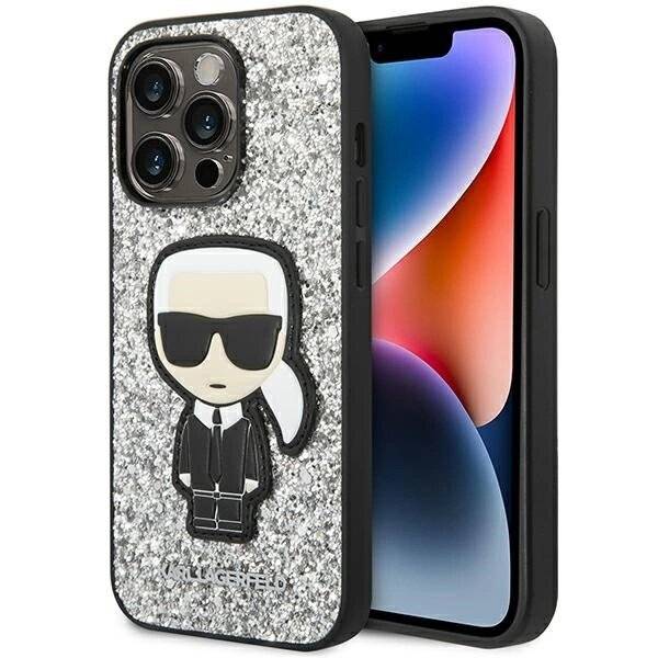 Karl Lagerfeld KLHCP14XGFKPG iPhone 14 Pro Max 6.7″ Hardcase silber / Glitter Flakes Ikonik