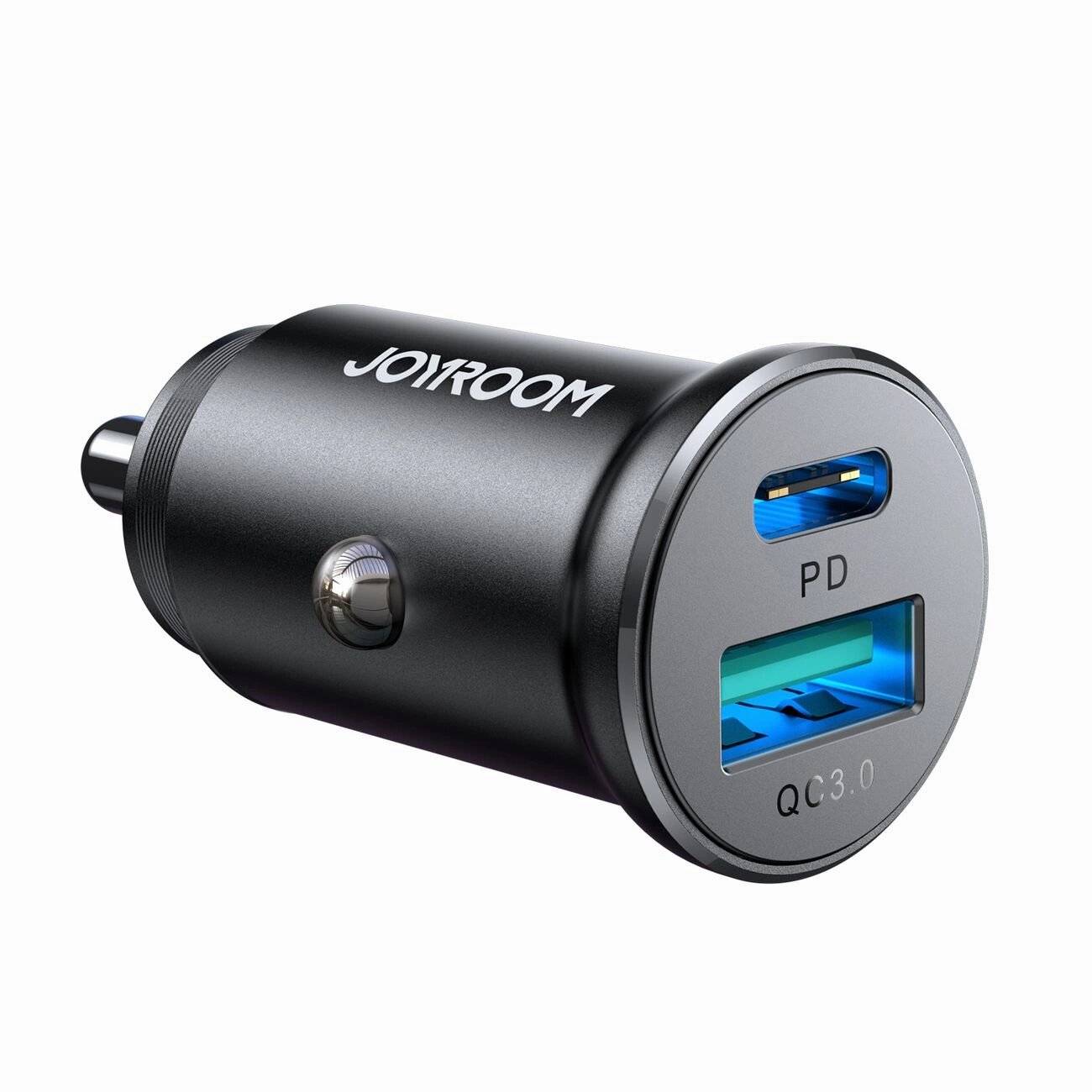 Joyroom JR-CCN05 30W USB-A USB-C Mini-Autoladegerät - Schwarz-0