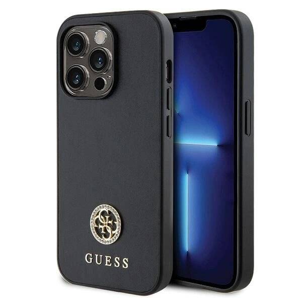 Guess GUHCP15LPS4DGPK iPhone 15 Pro 6,1″ schwarz/schwarz Hardcase Strass Metall Logo-0