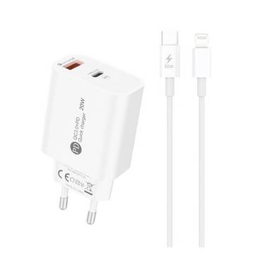 A6MaxL 20W USB-A USB-C Wandladegerät 1m - Lightning Kabel Weiß