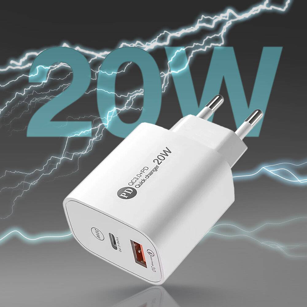 A6MaxL 20W USB-A USB-C Wandladegerät 1m - Lightning Kabel Weiß-2