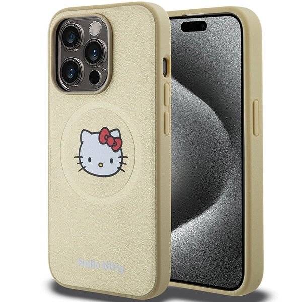 Hello Kitty Leather Head MagSafe Hülle iPhone 15 Pro – Gold