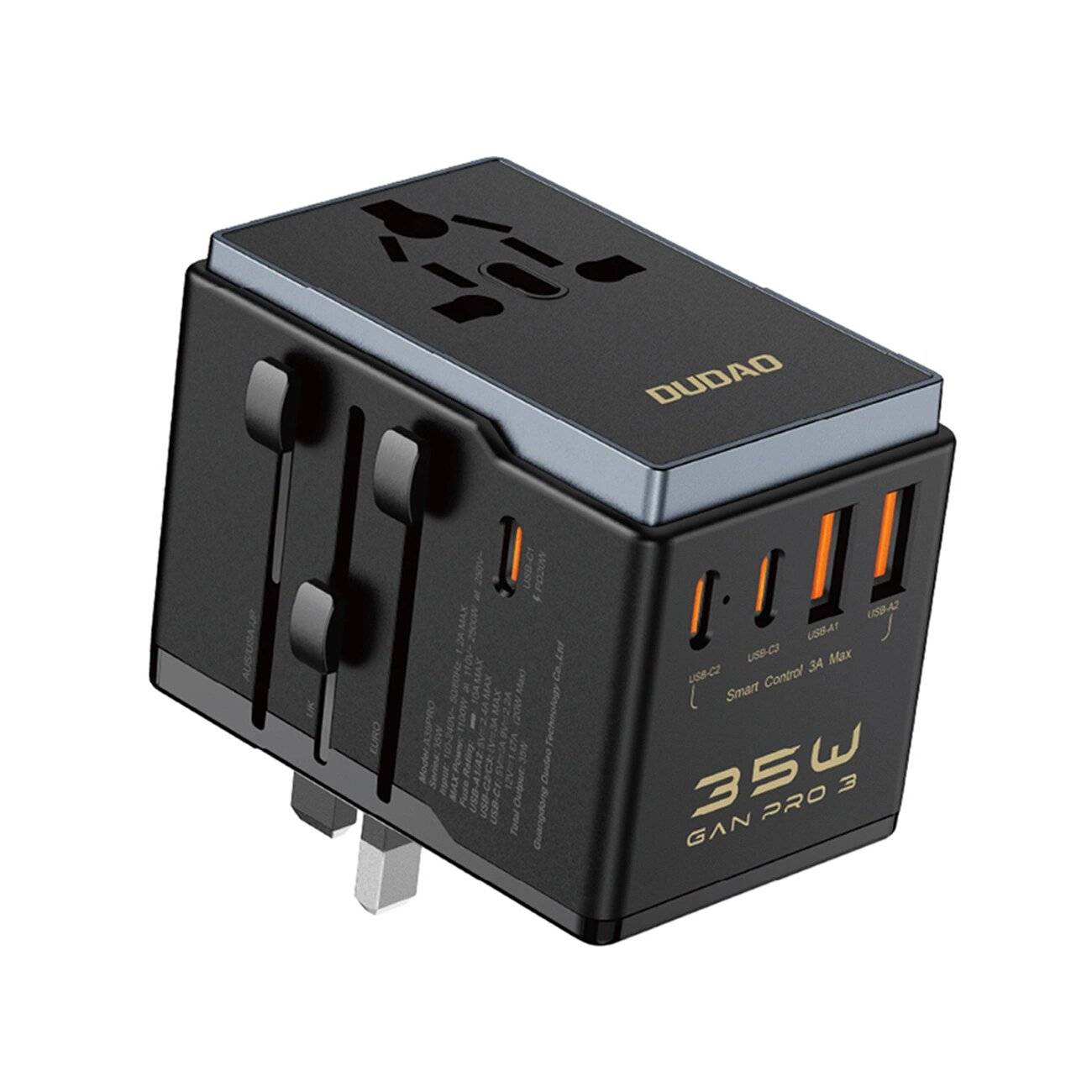 Dudao A35 Universal Travel Adapter Black-0