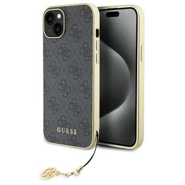 Guess 4G Charms Collection Hülle iPhone 15 Plus – Grau