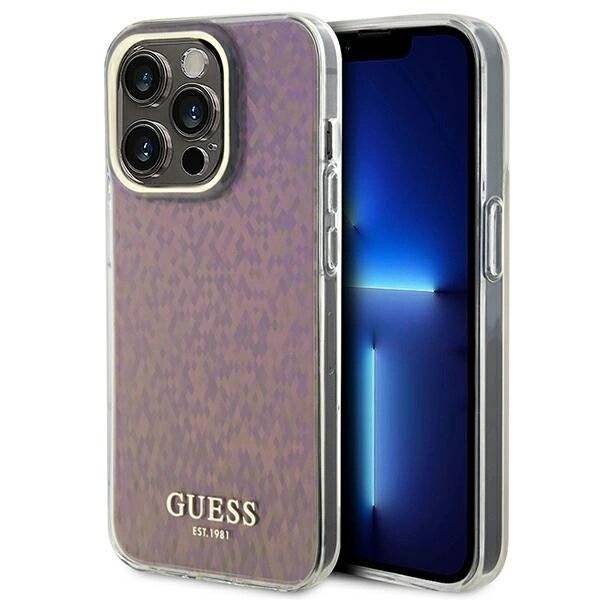 Guess GUHCP15LHDECMP iPhone 15 Pro 6,1″ rosa/rosa Hardcase IML Faceted Mirror Disco Iridescent-0