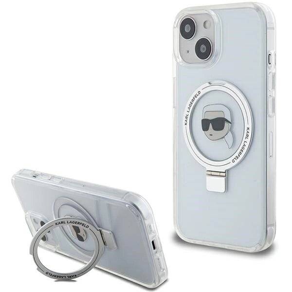 Karl Lagerfeld KLHMP15SHMRSKHH iPhone 15 6,1″ weiß/weiß Hardcase Ring Stand Head MagSafe