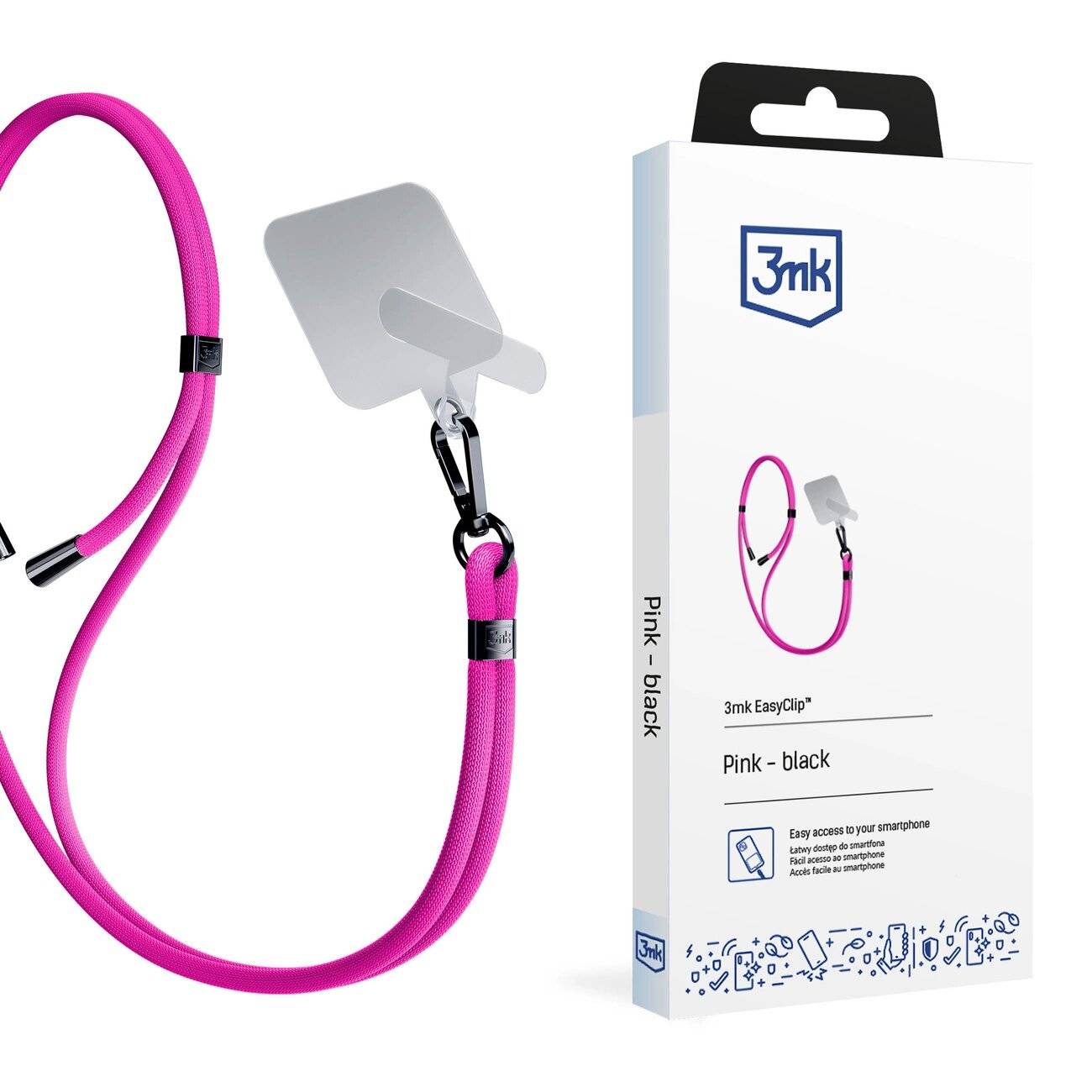 3mk EasyClip Smartphone-Lanyard – Pink-0