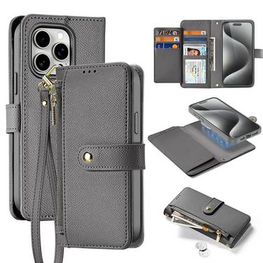 Dux Ducis Lawa Lederhülle iPhone 15 Pro Max - Grau