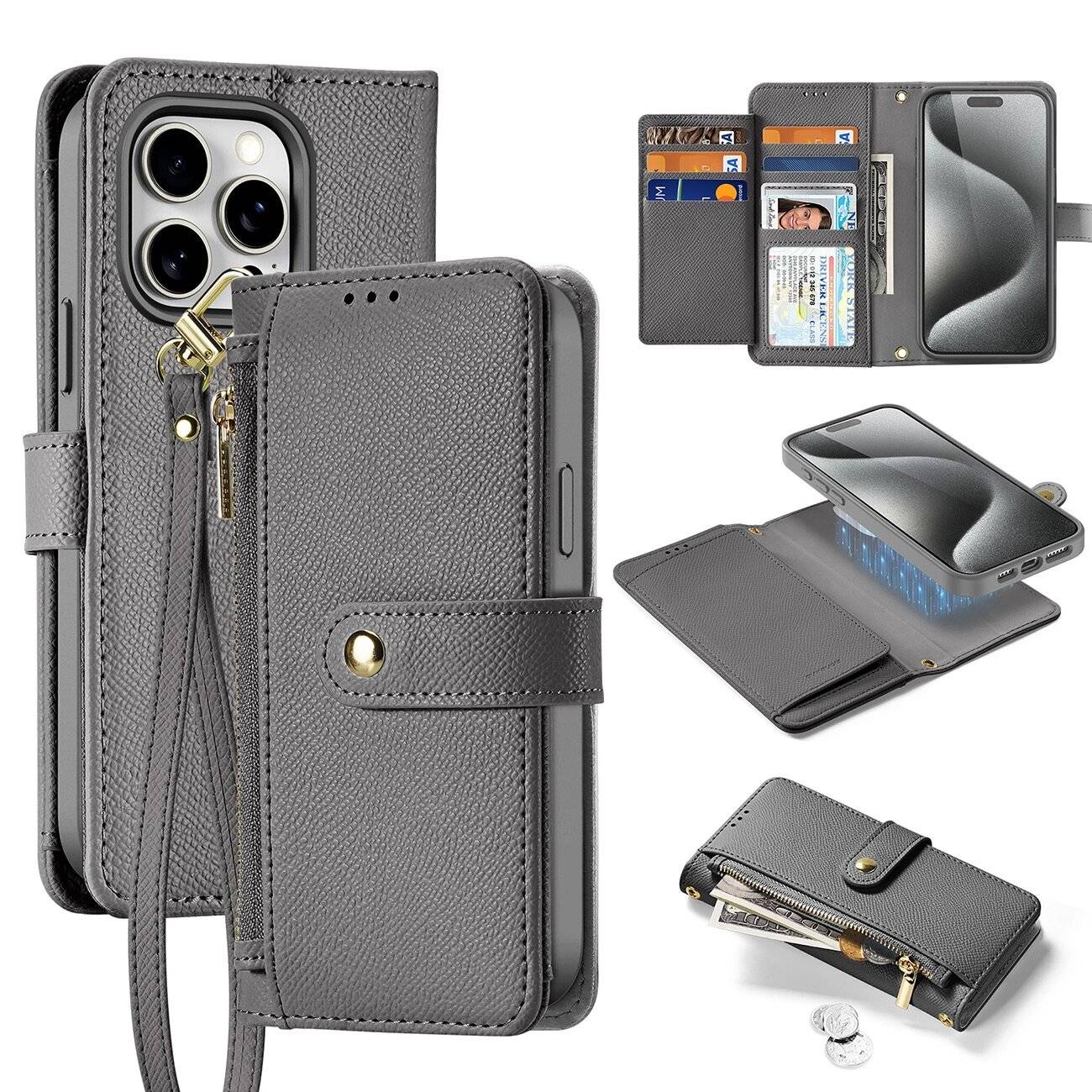 Dux Ducis Lawa Lederhülle iPhone 15 Pro Max - Grau-0