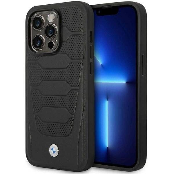 Hülle BMW BMHMP14X22RPSK iPhone 14 Pro Max 6.7″ schwarz/schwarz Ledersitze Muster MagSafe