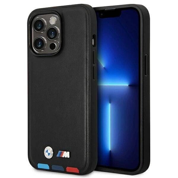 Hülle BMW BMHMP14L22PTDK iPhone 14 Pro 6.1″schwarz / schwarz Leder Stamp Tricolor Magsafe-0