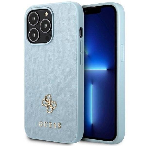 Guess Saffiano 4G Small Metal Logo Case iPhone 13 Pro / – Blau-0