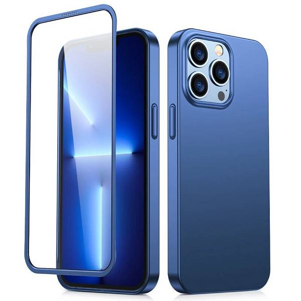 Joyroom 360 Full Case Cover iPhone 13 Pro Max Back- Frontcover + gehärtetes Glas blau JR-BP928