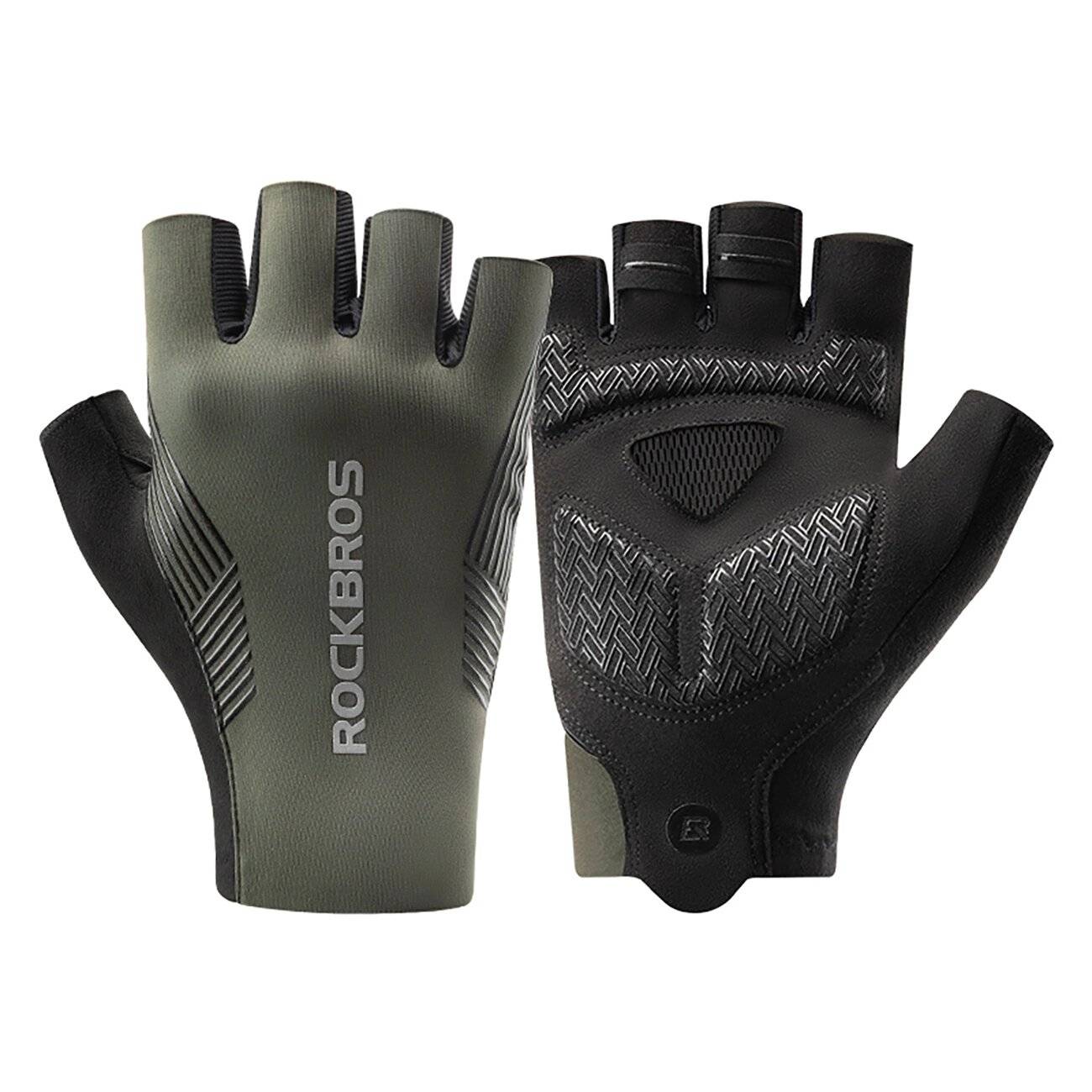 Rockbros Fahrradhandschuhe Frühling/Sommer/Herbst, kurze Finger, Größe: XXL - Grün-0