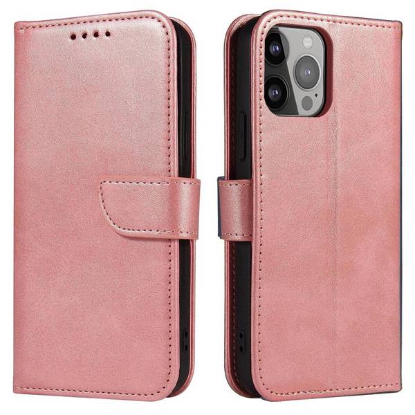 Brieftaschen-Hülle Ständer iPhone 15 Plus Magnethülle – Rosa