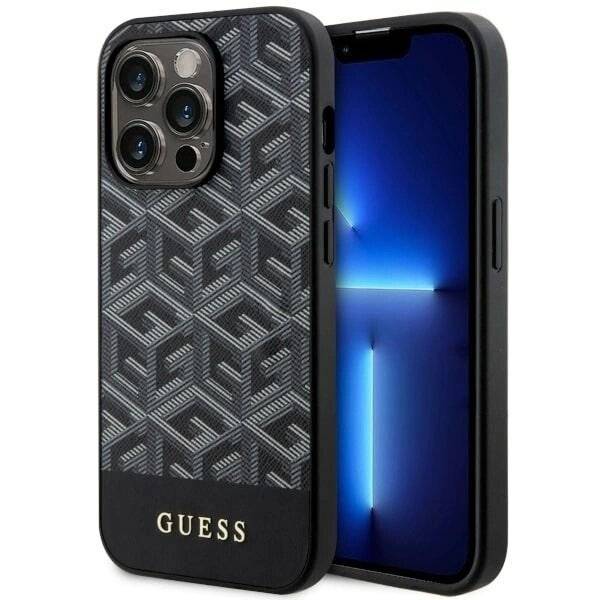 Guess GUHMP14LHGCFSEK iPhone 14 Pro 6,1″ schwarz/schwarzes Hardcase GCube Stripes MagSafe