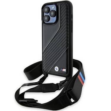 BMW M Edition Carbon Stripe & Strap Hülle iPhone 15 Pro Max – Schwarz