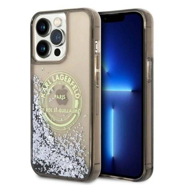 Karl Lagerfeld Liquid Glitter RSG Hülle iPhone 14 Pro Max – Schwarz-0