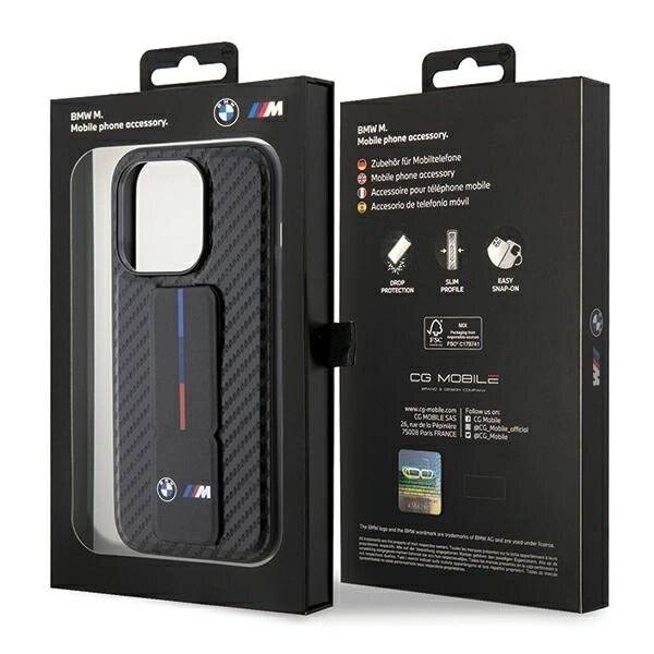 BMW Grip Stand Smooth & Carbon Hülle iPhone 15 Pro – schwarz-0
