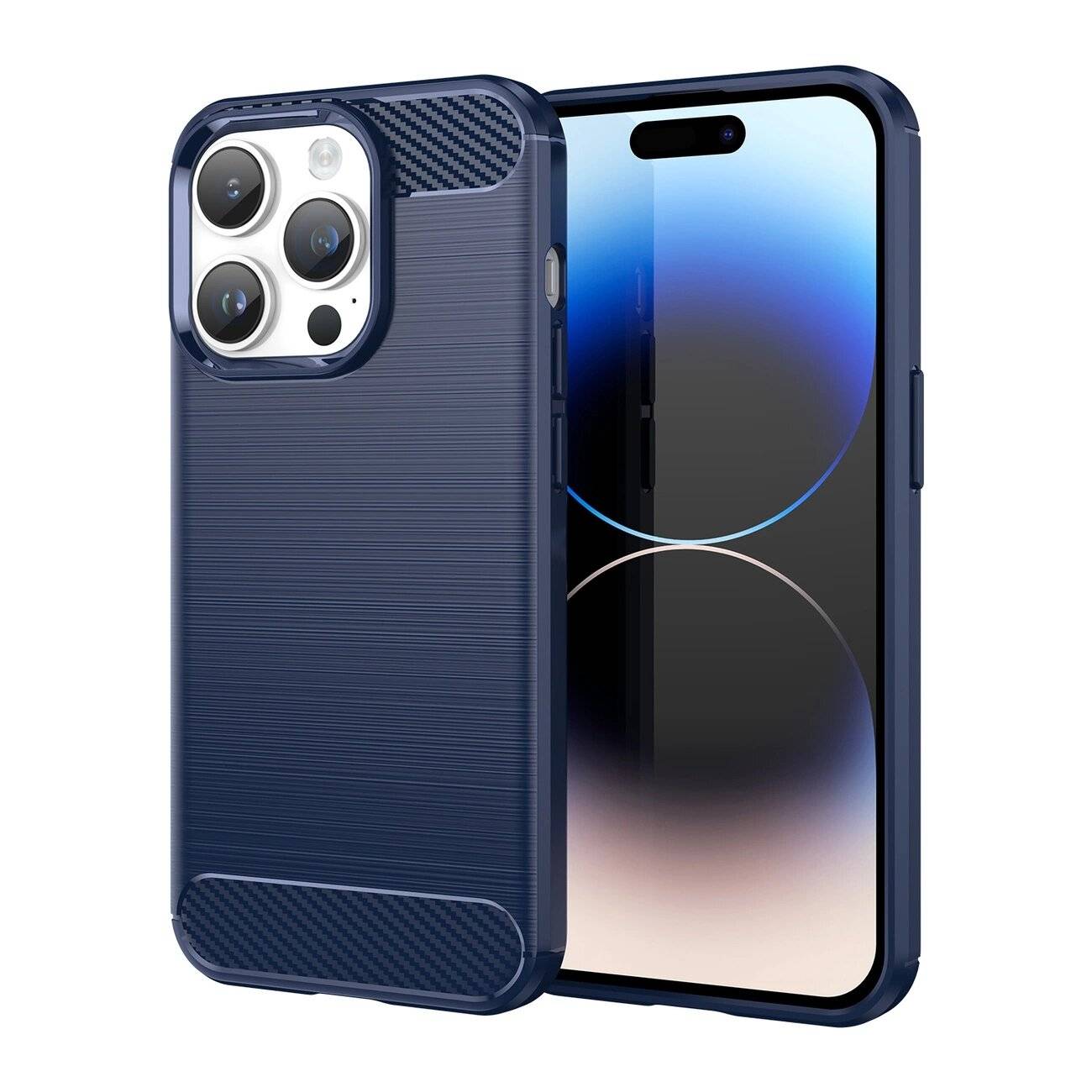 Carbon Case iPhone 14 Pro flexible Gel-Rückseite blau-0