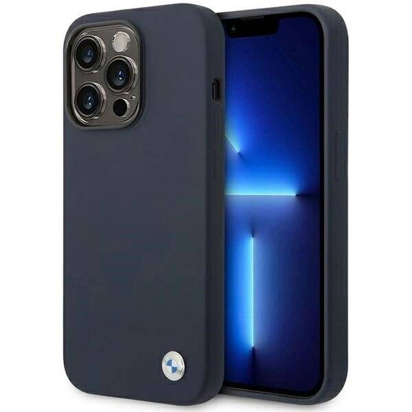 Hülle BMW BMHMP14XSILNA iPhone 14 Pro Max 6.7″ marineblau/navy Silikon Metall Logo MagSafe