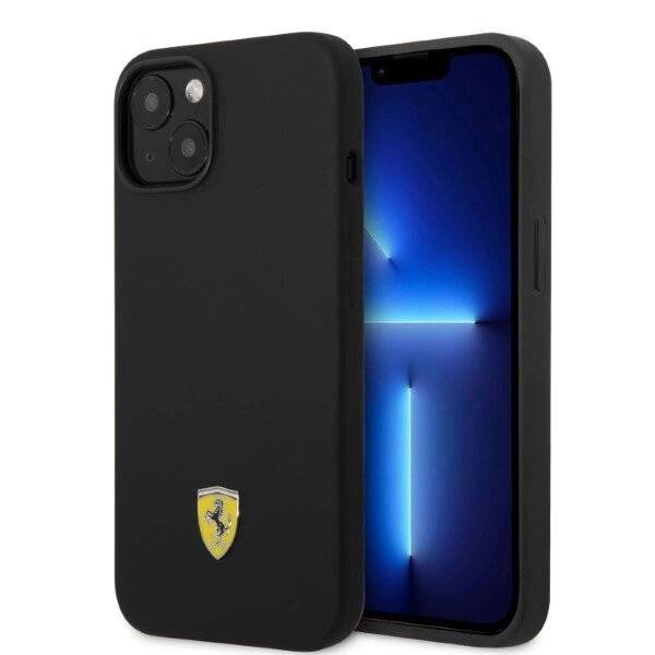Ferrari FEHMSIP14SBK iPhone 14 6.1″ schwarz/schwarz Hardcase Silikon Metall Logo Magsafe