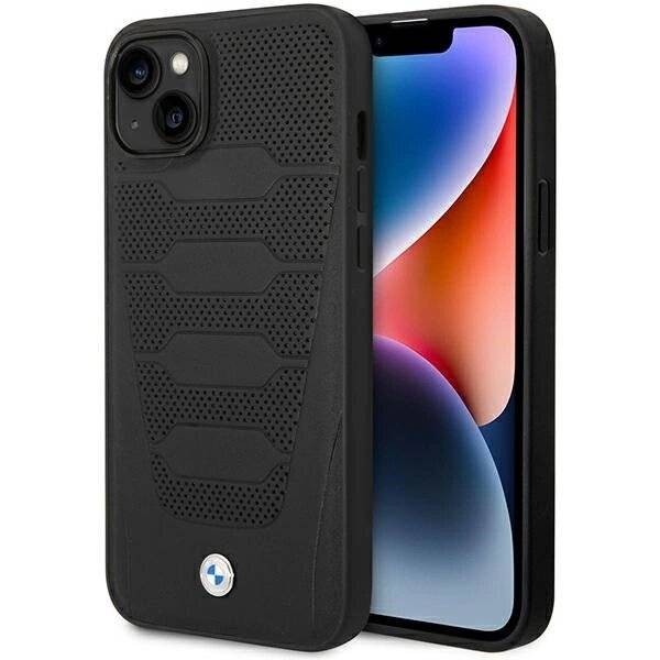 Hülle BMW BMHCP14S22RPSK iPhone 14 6.1″ schwarz/schwarz Ledersitze Muster-0