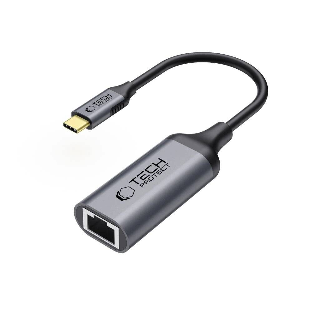 Tech-Protect UltraBoost USB-C Ethernet RJ45 1000Mbps Adapter - Schwarz-0
