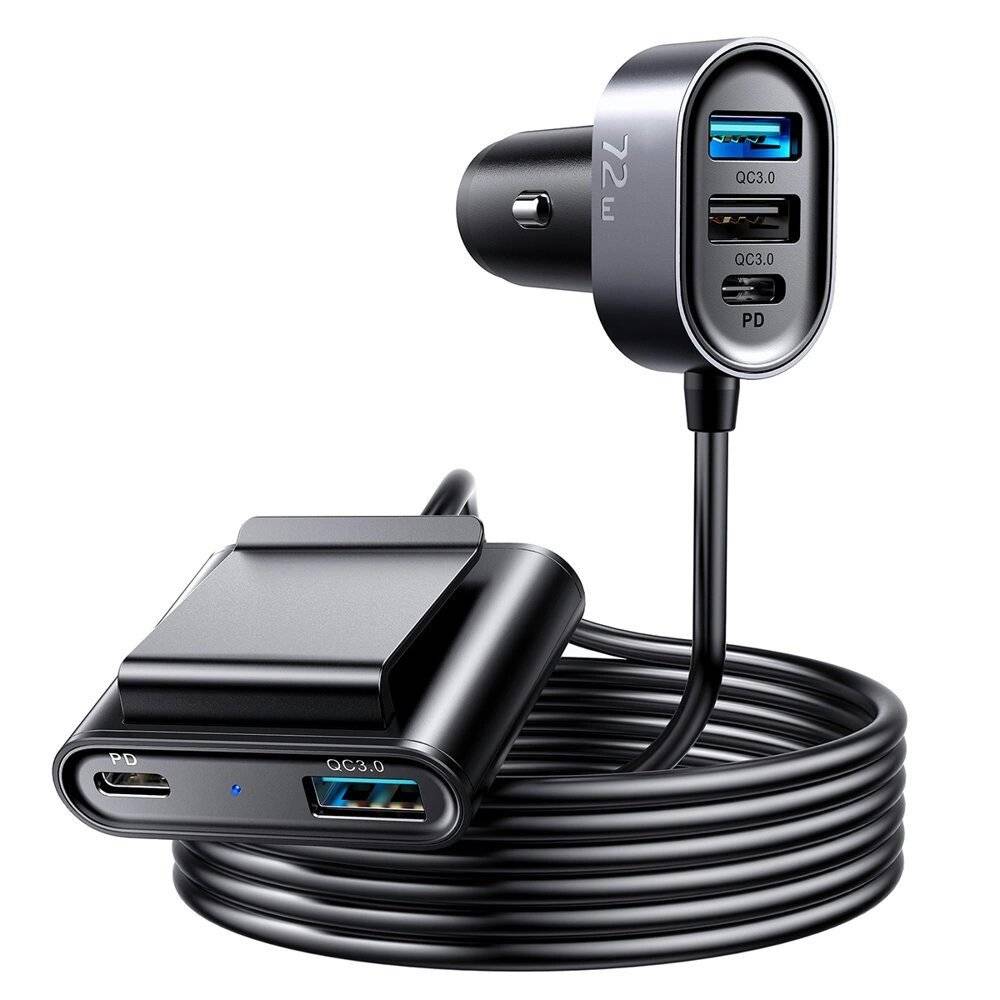 Joyroom Autoladegerät 2xPD + 2xQC3.0 72W 1,5m schwarz JR-CL05-0
