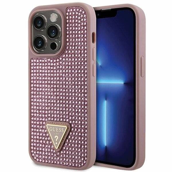 Guess GUHCP14LHDGTPP iPhone 14 Pro 6,1" rosa/rosa Hardcase Strass Dreieck-0