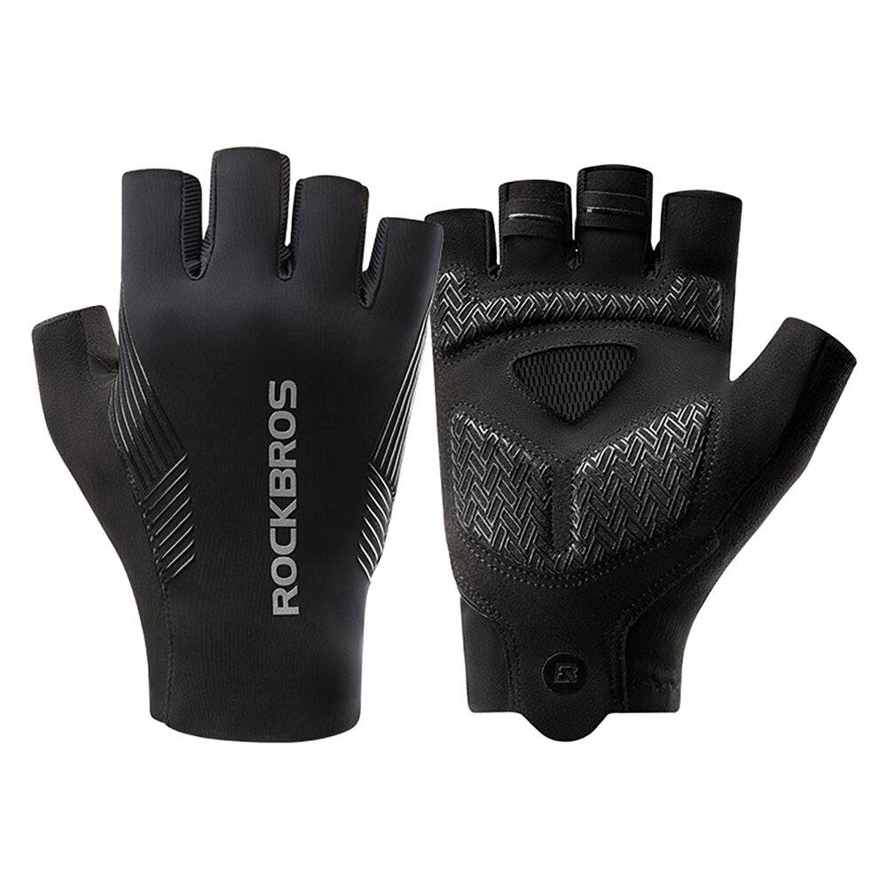 Rockbros Fahrradhandschuhe Frühling/Sommer/Herbst, kurze Finger, Größe: XL - Schwarz-1