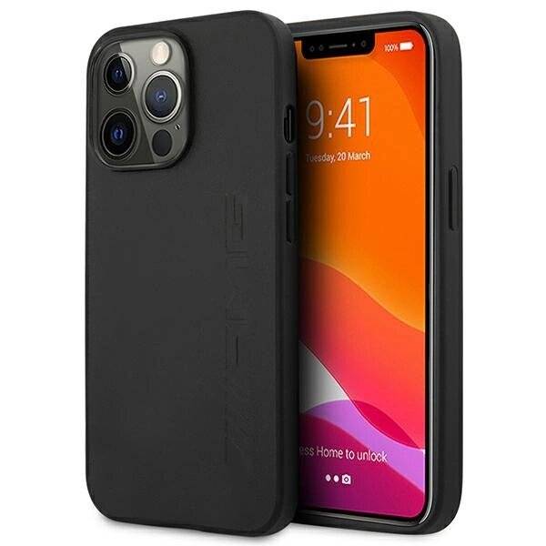 AMG AMHCP14LDOLBK iPhone 14 Pro 6.1″schwarz / schwarz Hardcase Leder Hot Stamped