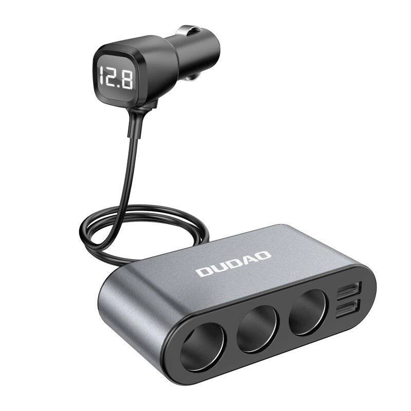 Dudao Autoladegerät 2x USB / 3x Zigarettenanzünder-Splitter schwarz R1Pro-0