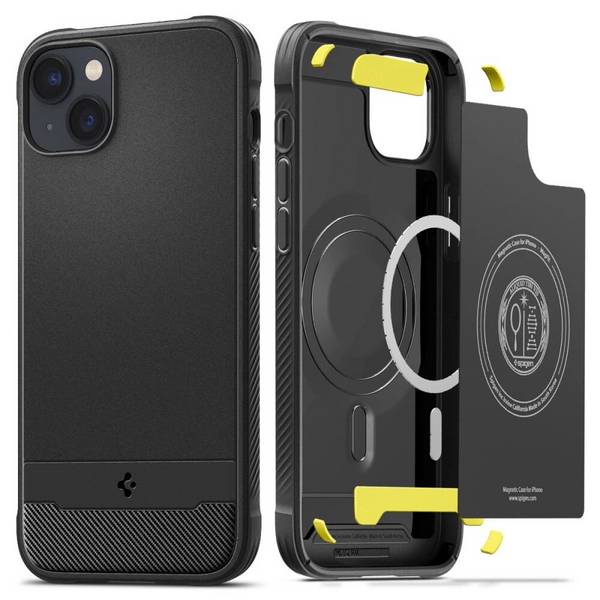 Spigen Rugged Armor Mag-Hülle MagSafe iPhone 14 – Mattschwarz