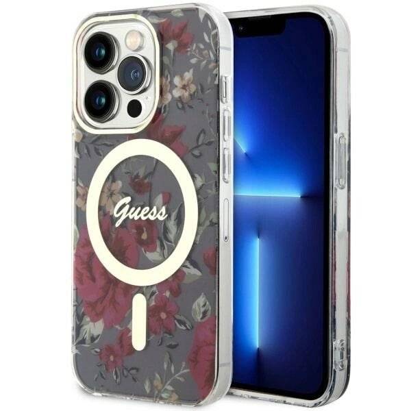 Guess GUHMP14LHCFWSA iPhone 14 Pro 6.1" grün/khaki Hardcase Flower MagSafe-0