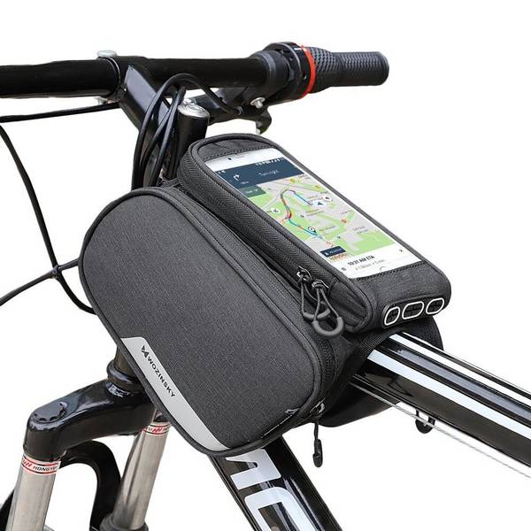 Wozinsky Rahmen Fahrradtasche + abnehmbare Handyhülle bis 6,5" 1,5l schwarz WBB7BK