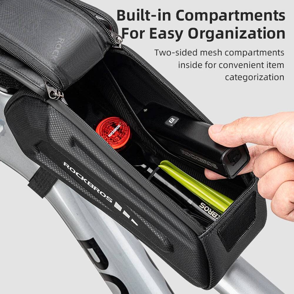 Rockbros 30120064001 wasserdichte Rahmen-Fahrradtasche Telefonabdeckung – Schwarz-2