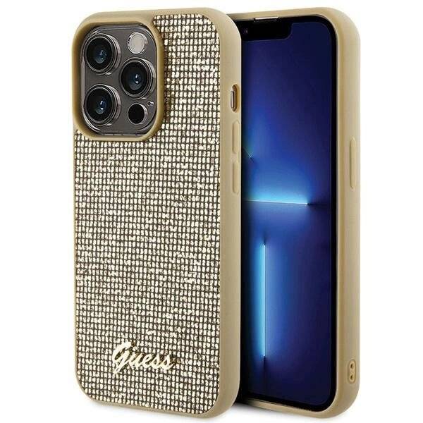 Guess Disco Metal Script Hülle iPhone 15 Pro – Gold-0